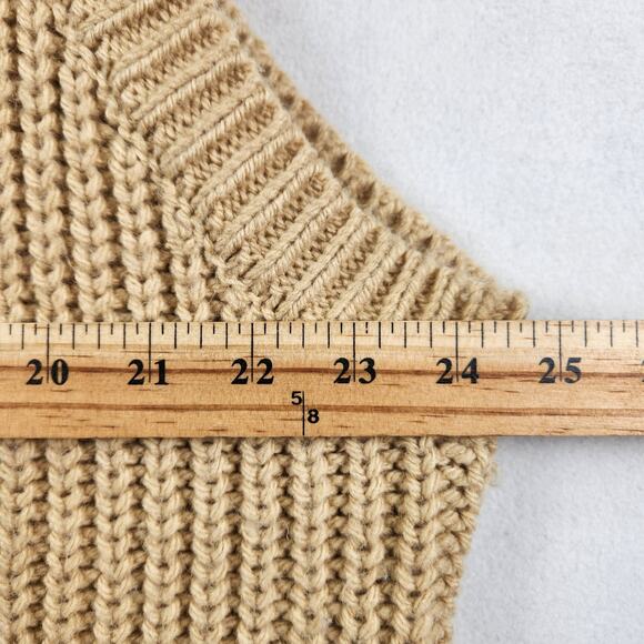 ZARA Sweater Vest Women M Tan Turtleneck Sleeveless Chunky Knit Oversized - Picture 9 of 12
